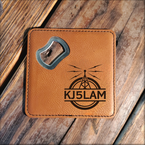 BOTTLE-OPNER-COASTER-CALL-SIGN TARC Leatherette Coaster - Personalized