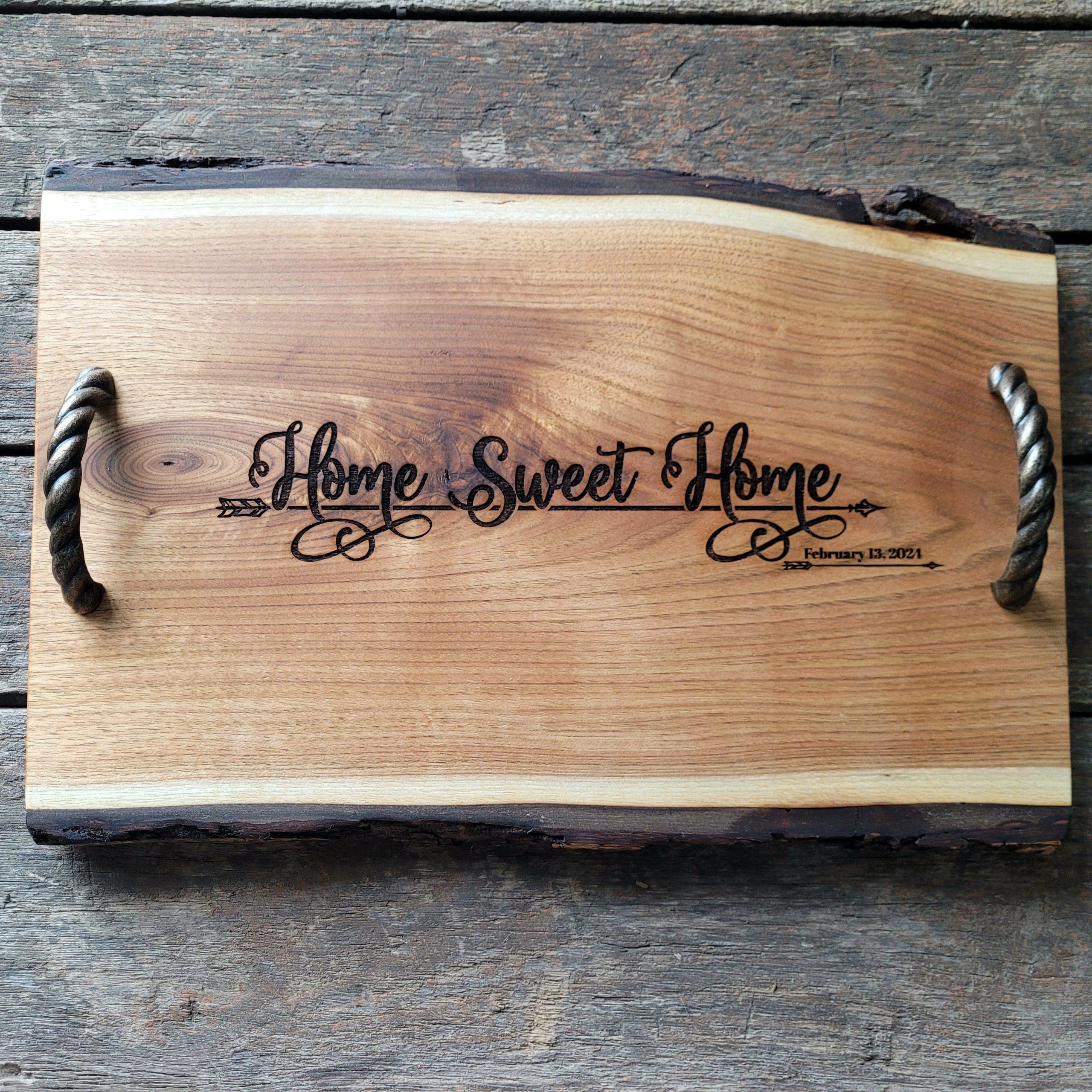 Personalized Acacia Wood Serving Board: Engraved Anniversary Gift