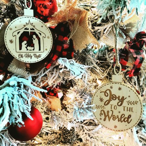 il_fullxfull.5111444536_fxra.jpg Wood Buffalo Plaid Nativity Scene Ornament: Rustic Christian Christmas Decor