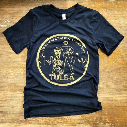 Golden Driller Tulsa Skyline Tee: Hand-Drawn Graphic Design