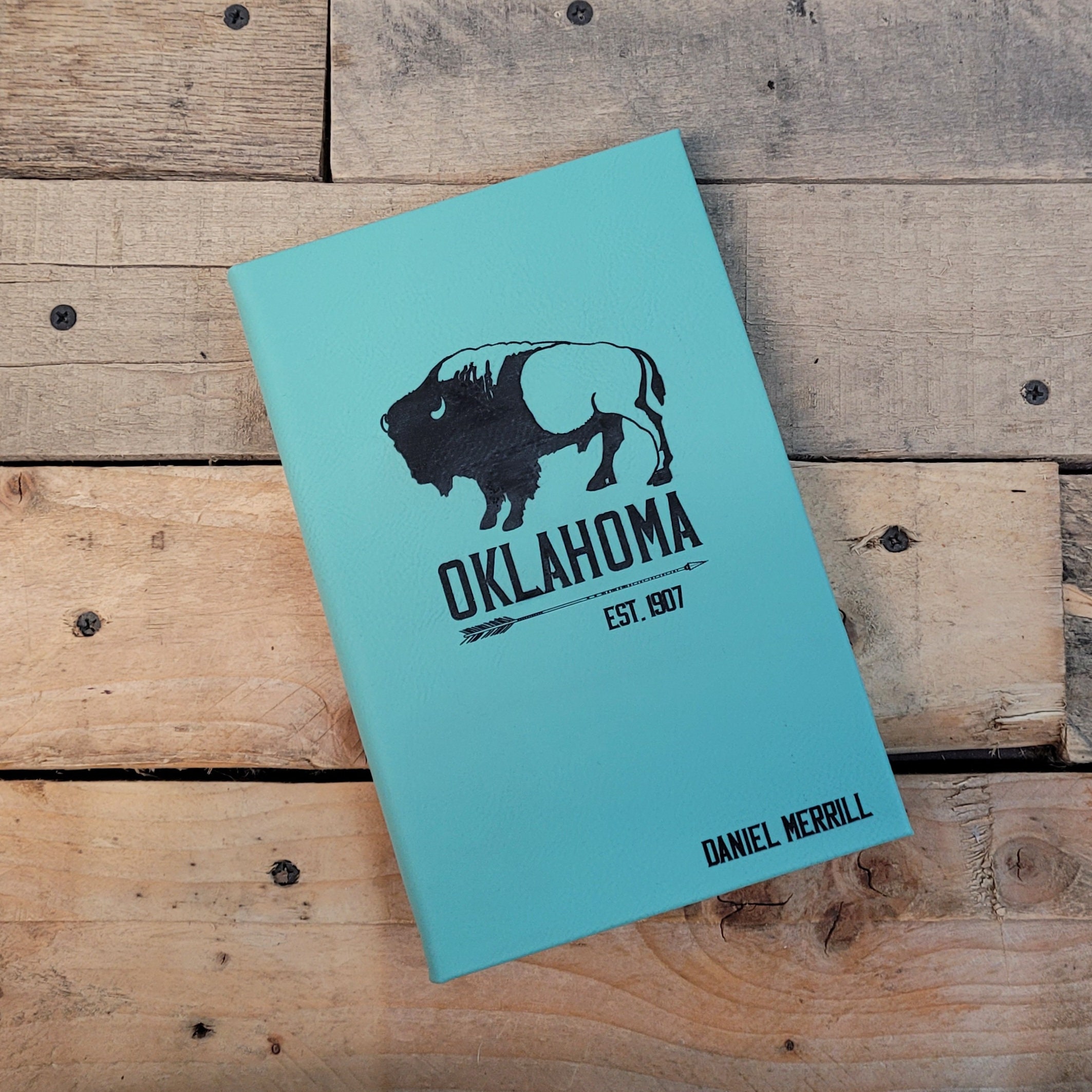 Personalized Buffalo Leatherette Journal: Custom State & Name Engraved - Image 6