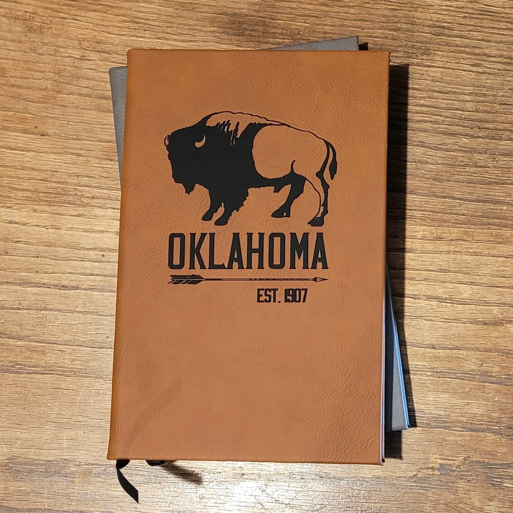 Personalized Buffalo Leatherette Journal: Custom State & Name Engraved