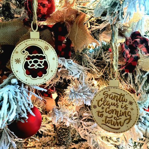 il_fullxfull.5804387401_nhfq.jpg Personalized Santa Claus Buffalo Plaid Christmas Ornament: Engraved Cutout