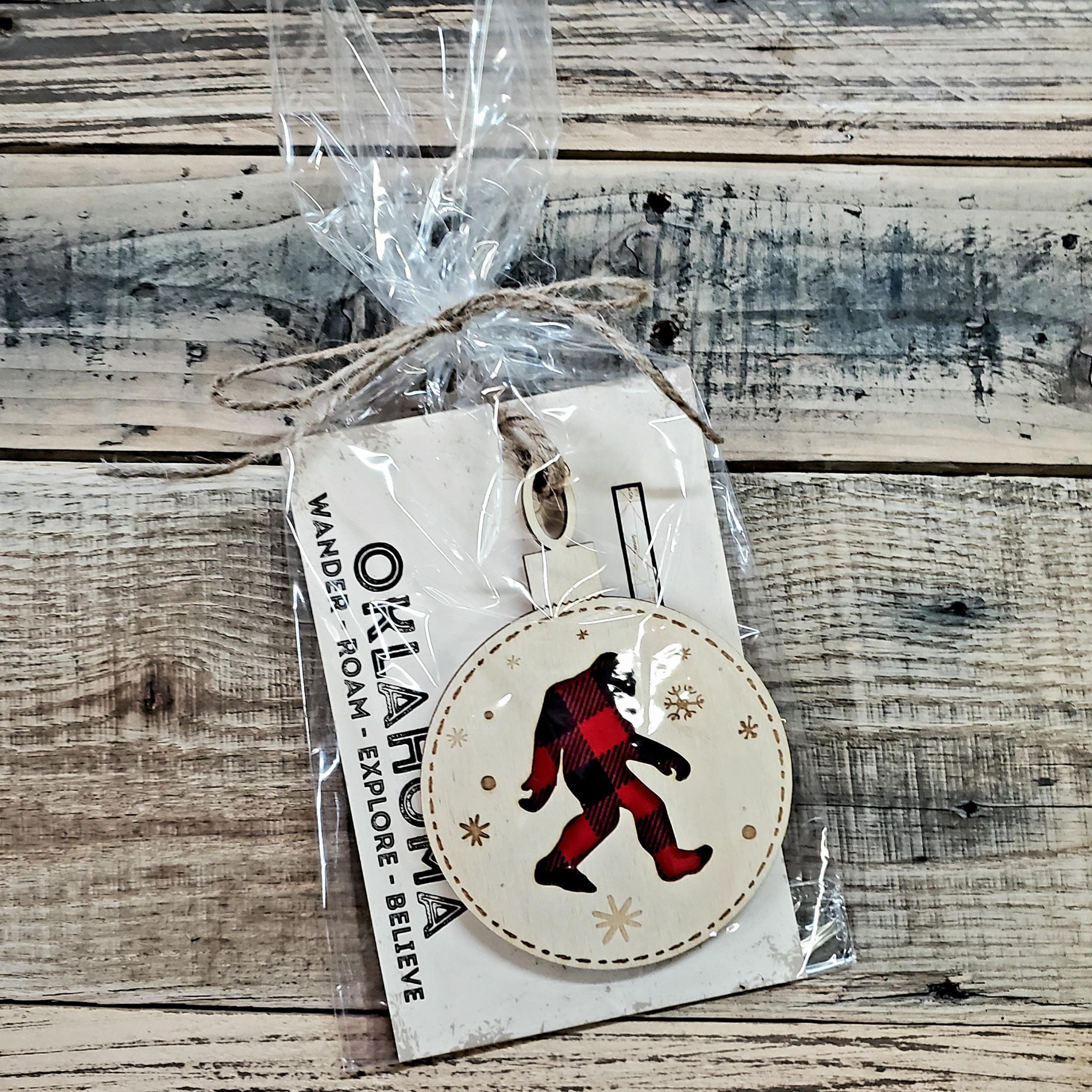 Bigfoot Buffalo Plaid Christmas Ornament: Rustic Sasquatch Gift - Image 5