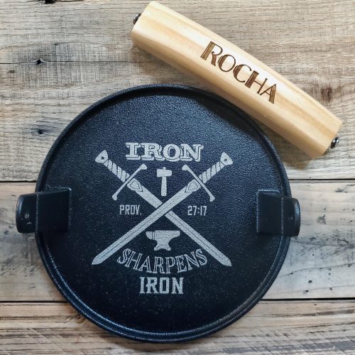 il_fullxfull.7258528217_q9t6.jpg Personalized Cast Iron Burger Smasher: Engraved Grilling Gift for 6th Iron Anniversary and Blackstones
