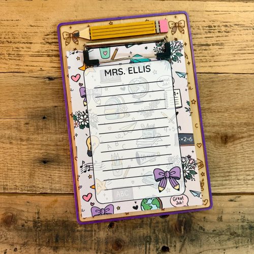 il_fullxfull.8007330909_ownm.jpg Personalized Teacher Clipboard Notepad: 5x7 Doodle Design, Wooden Clipboard for Gifts Handmade Custom Stationary