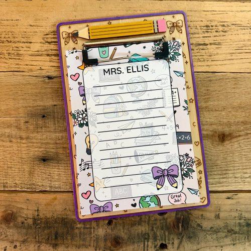 Personalized Teacher Clipboard: 5x7 Wooden Notepad Gift