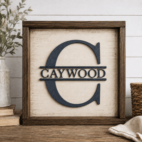caywood-c-12x12-painted-wood-sign Personalized Family Monogram Sign